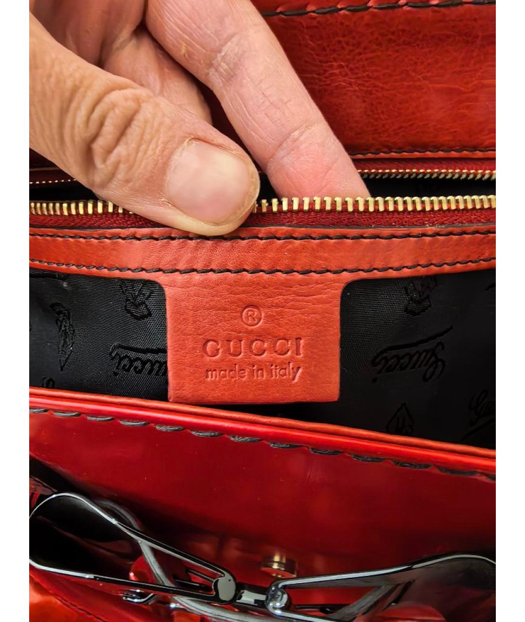 GUCCI Красная кожаная сумка тоут, фото 5