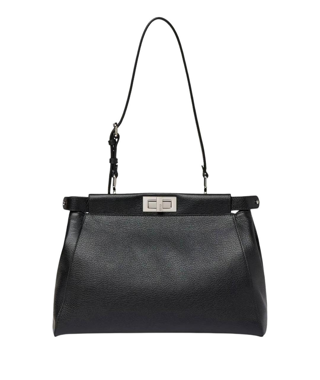 FENDI Черная кожаная сумка тоут, фото 1