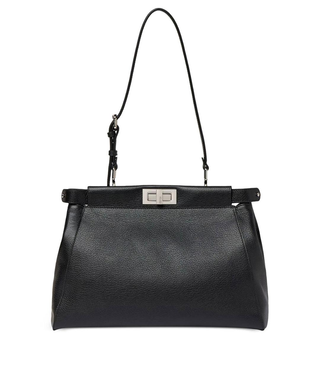 FENDI Черная кожаная сумка тоут, фото 4
