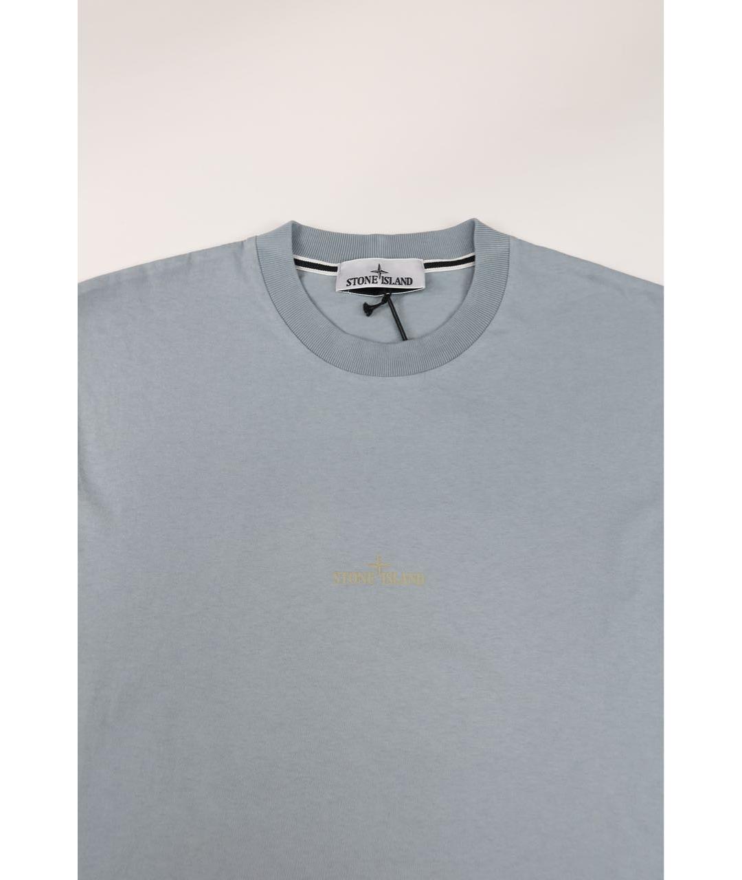 STONE ISLAND Голубая хлопковая футболка, фото 4