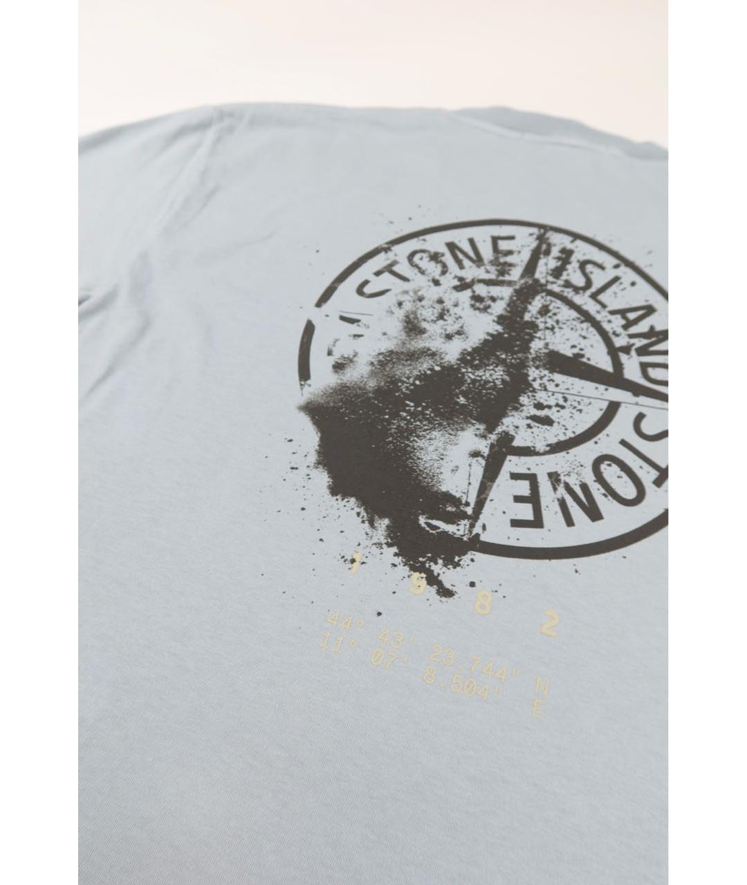 STONE ISLAND Голубая хлопковая футболка, фото 6