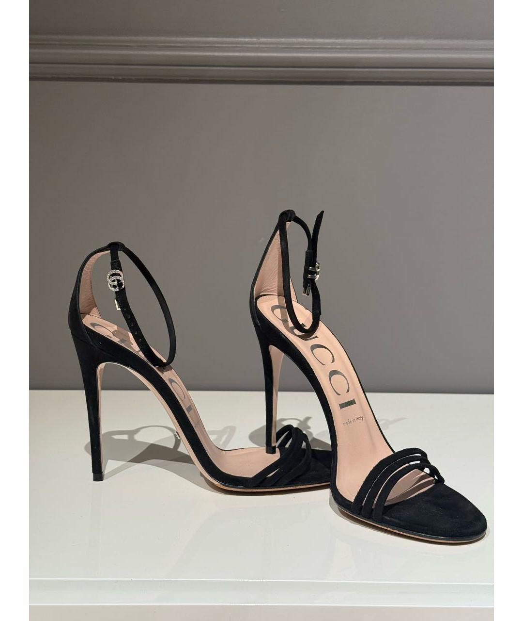 GUCCI Черные замшевые босоножки, фото 5