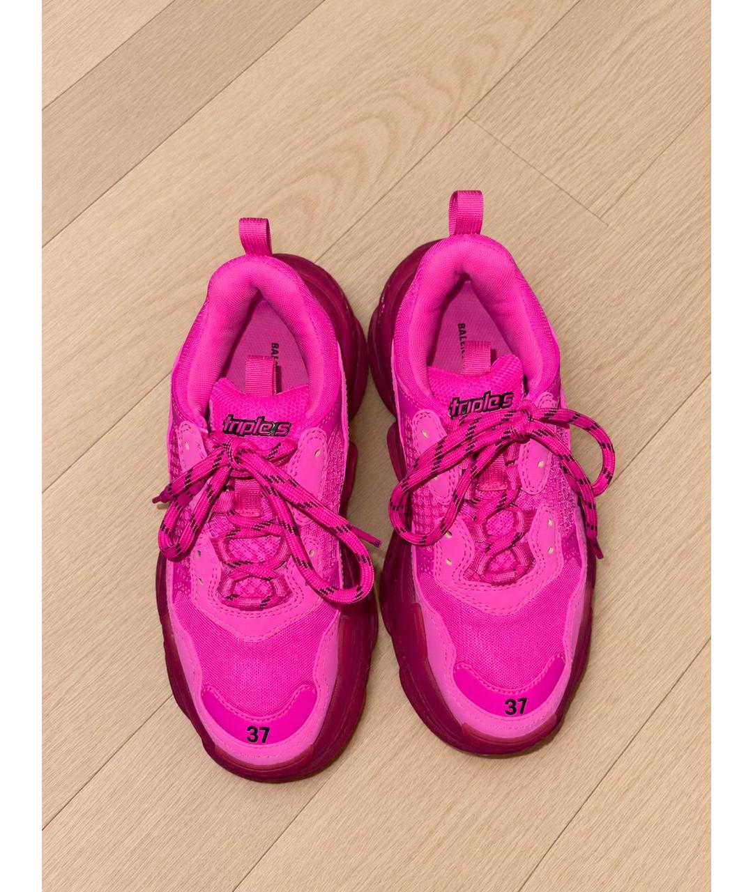 BALENCIAGA Розовые кожаные кроссовки, фото 5
