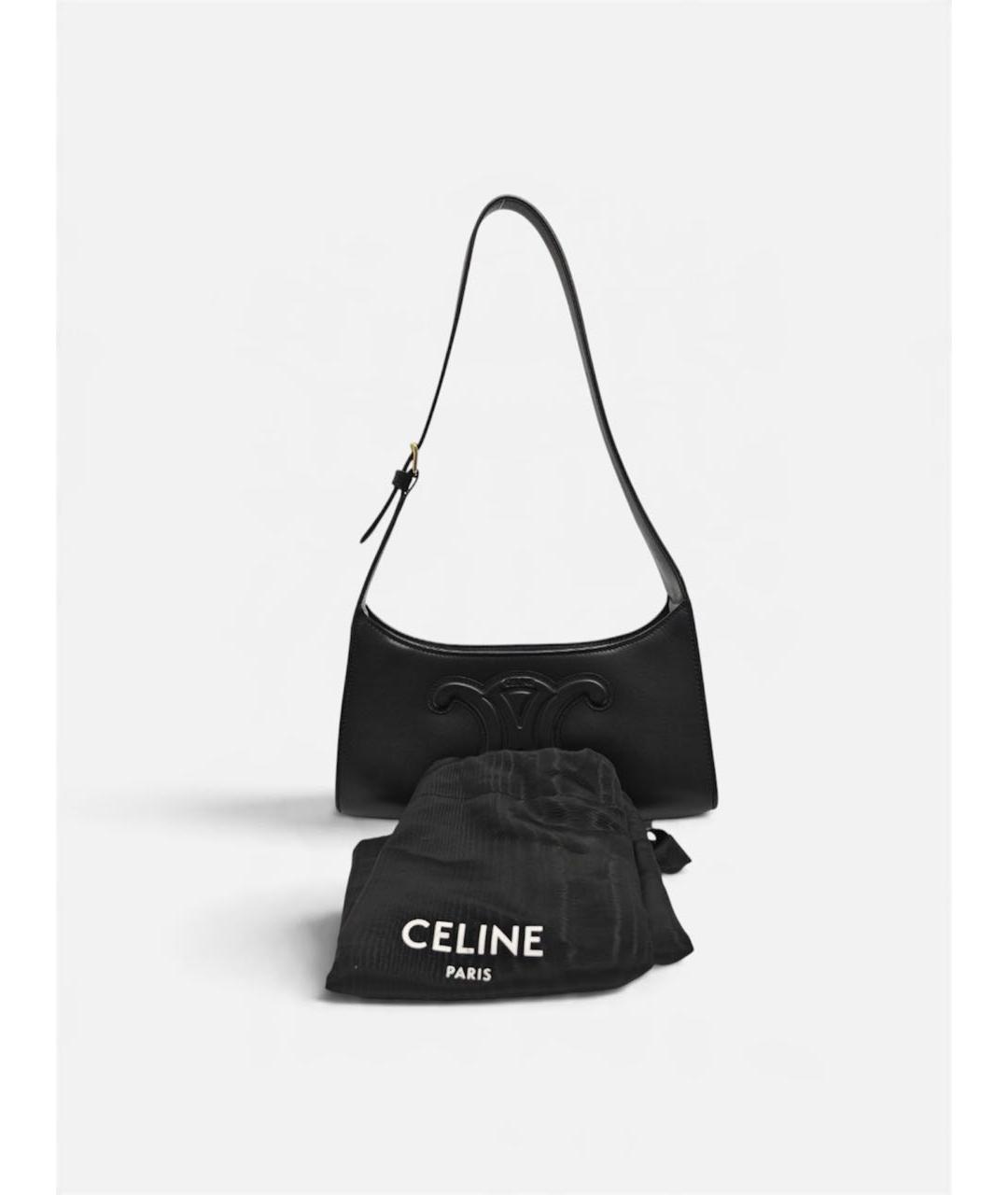 CELINE Черная кожаная сумка через плечо, фото 6