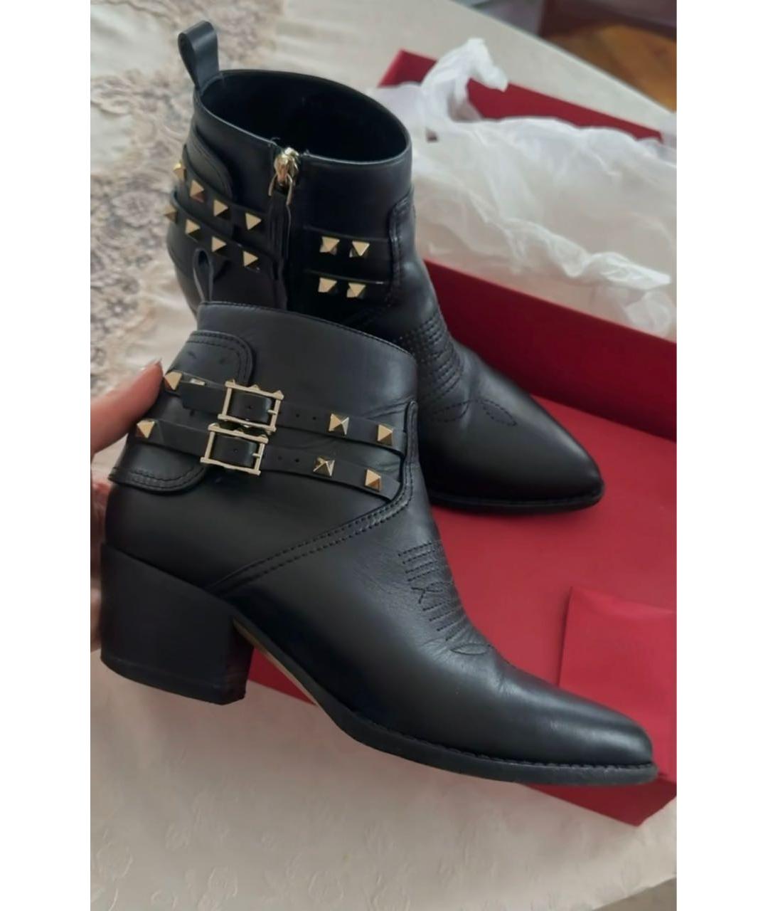 VALENTINO Черные кожаные сапоги, фото 2