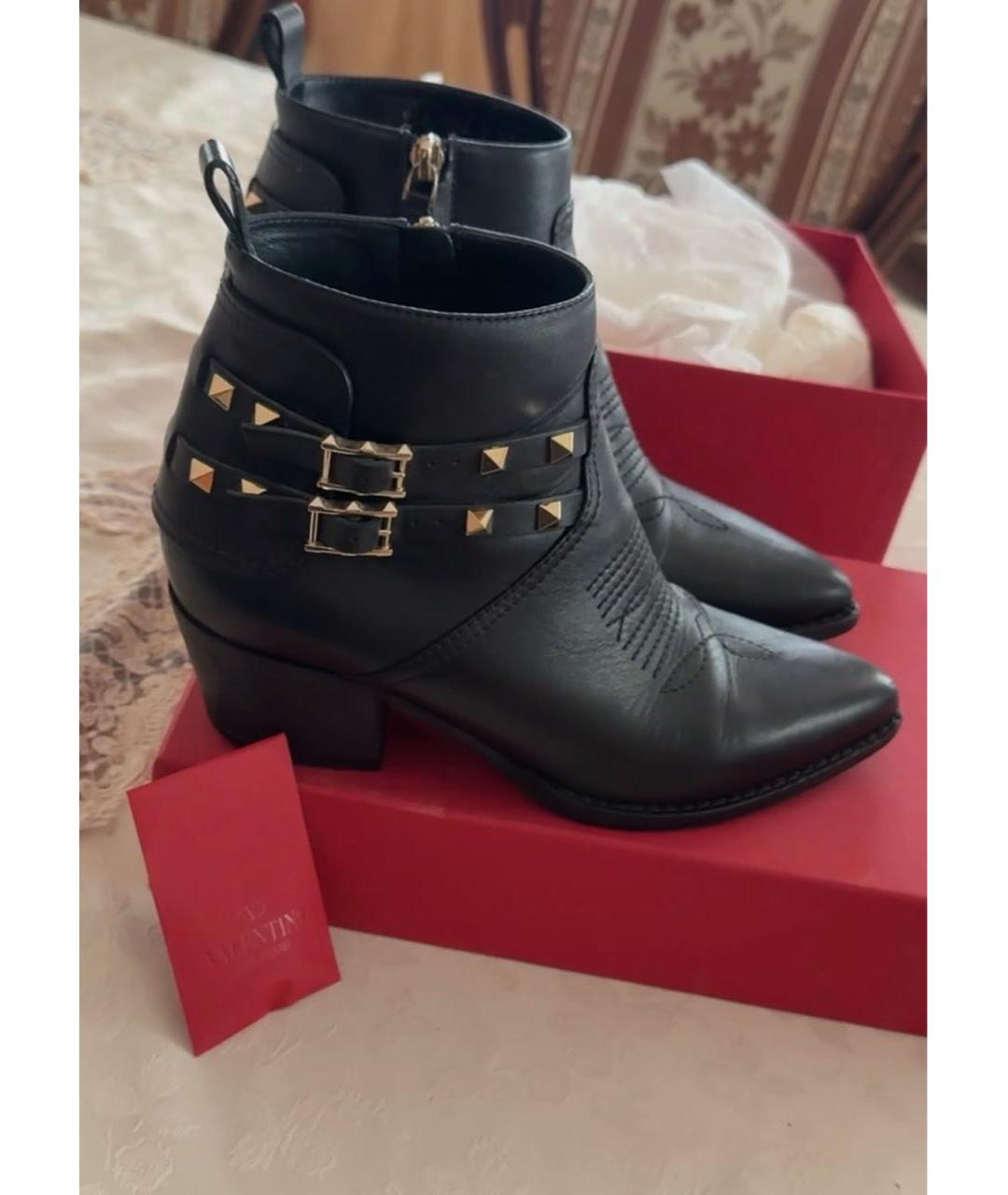 VALENTINO Черные кожаные сапоги, фото 3