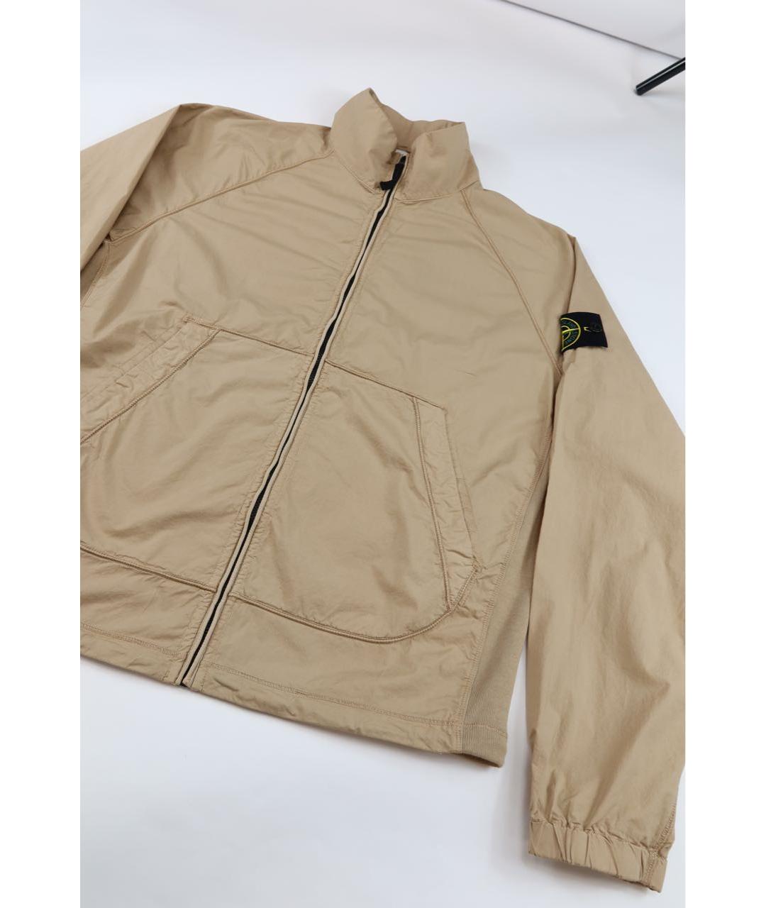 STONE ISLAND Бежевая хлопко-эластановая куртка, фото 2