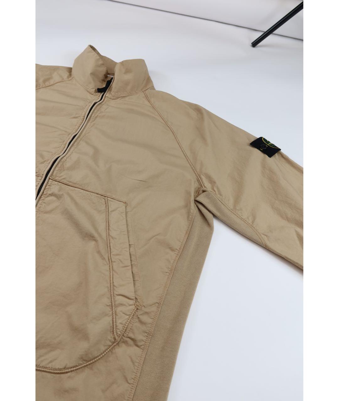 STONE ISLAND Бежевая хлопко-эластановая куртка, фото 3