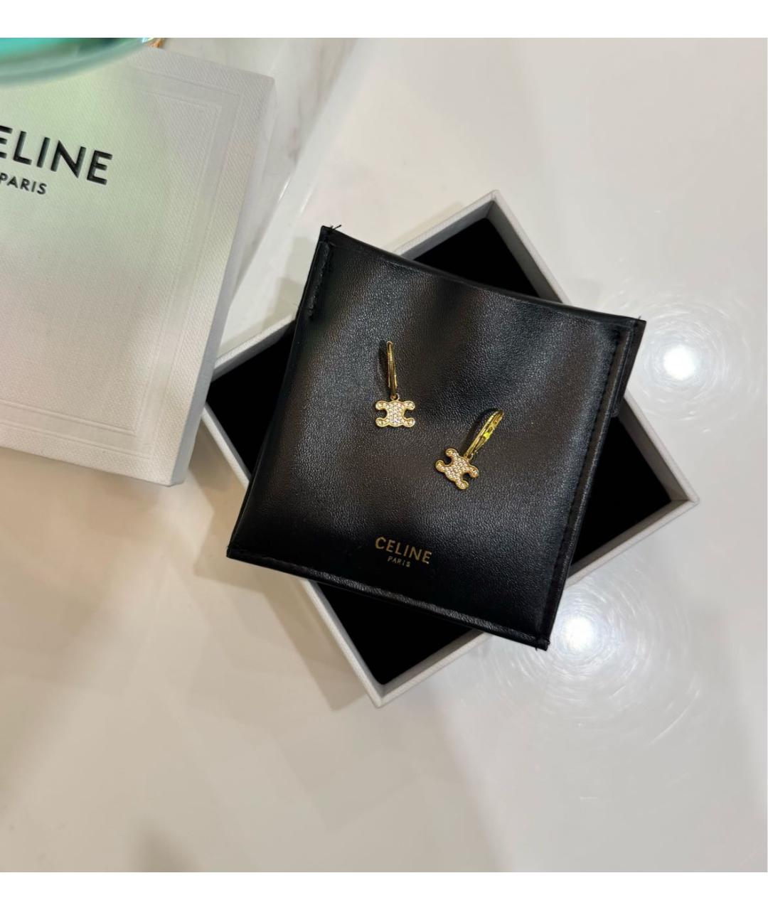 CELINE Золотые латунные серьги, фото 5