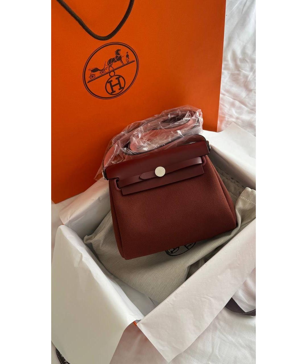 HERMES Красная сумка через плечо из канвы, фото 5
