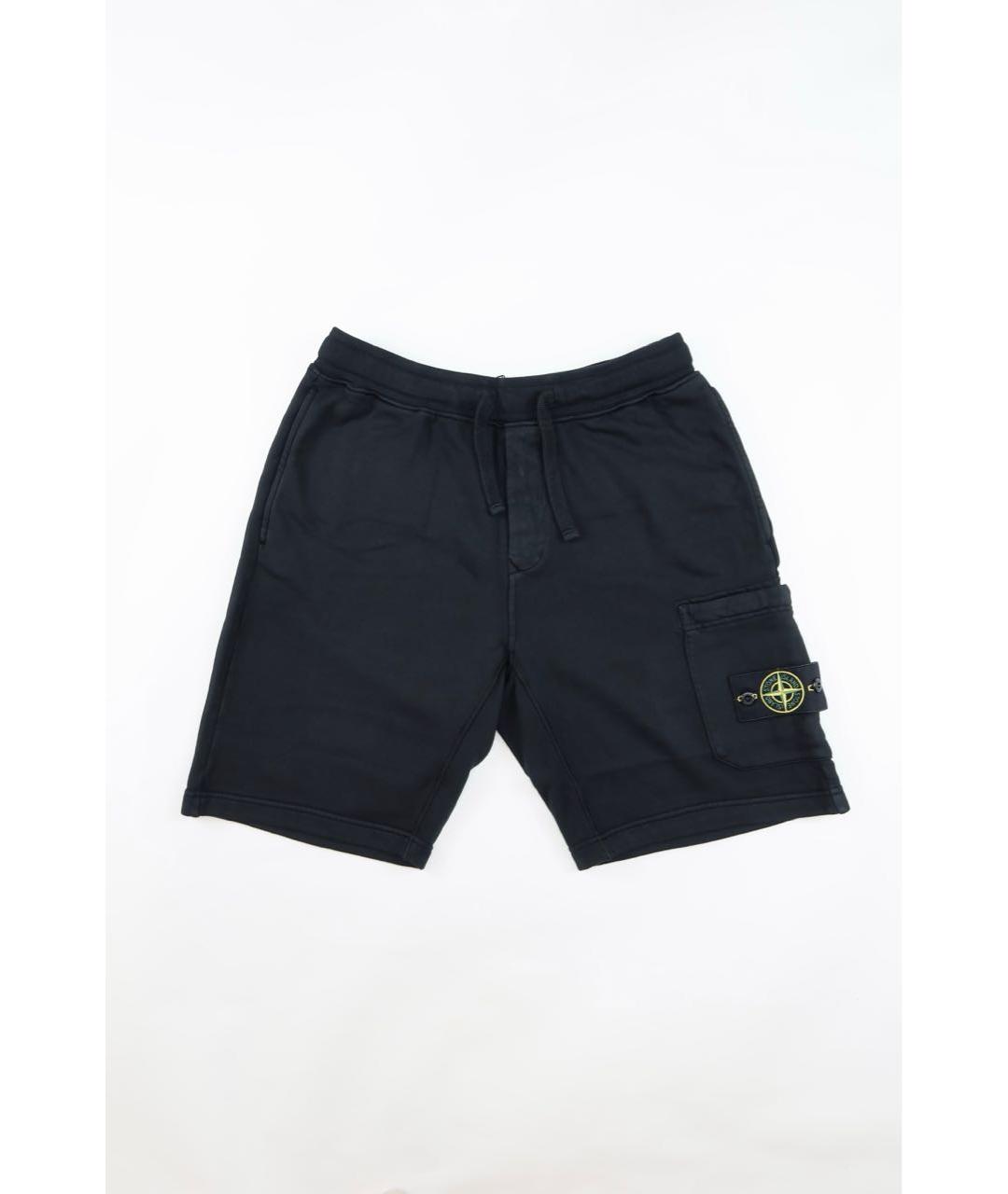 STONE ISLAND Черные хлопковые шорты, фото 5