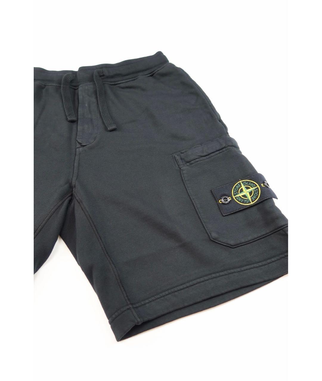 STONE ISLAND Черные хлопковые шорты, фото 2