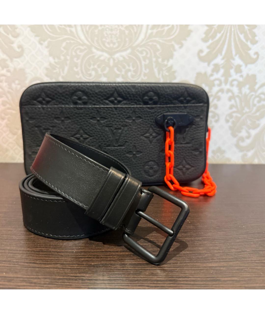 LOUIS VUITTON Черная кожаная поясная сумка, фото 2
