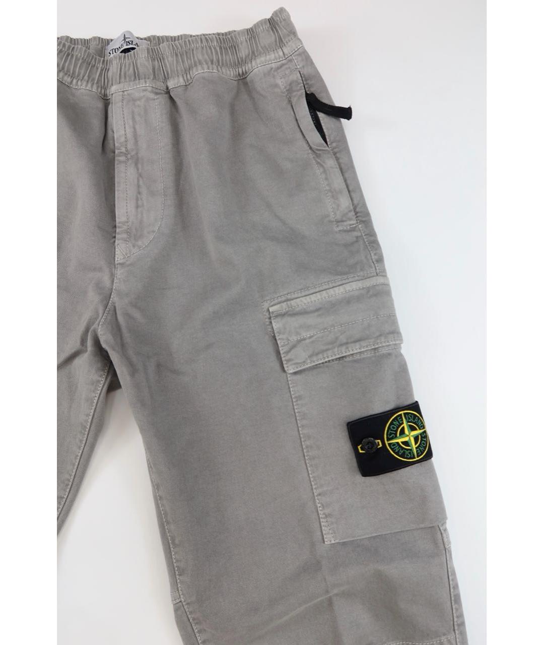 STONE ISLAND Серые хлопковые повседневные брюки, фото 4