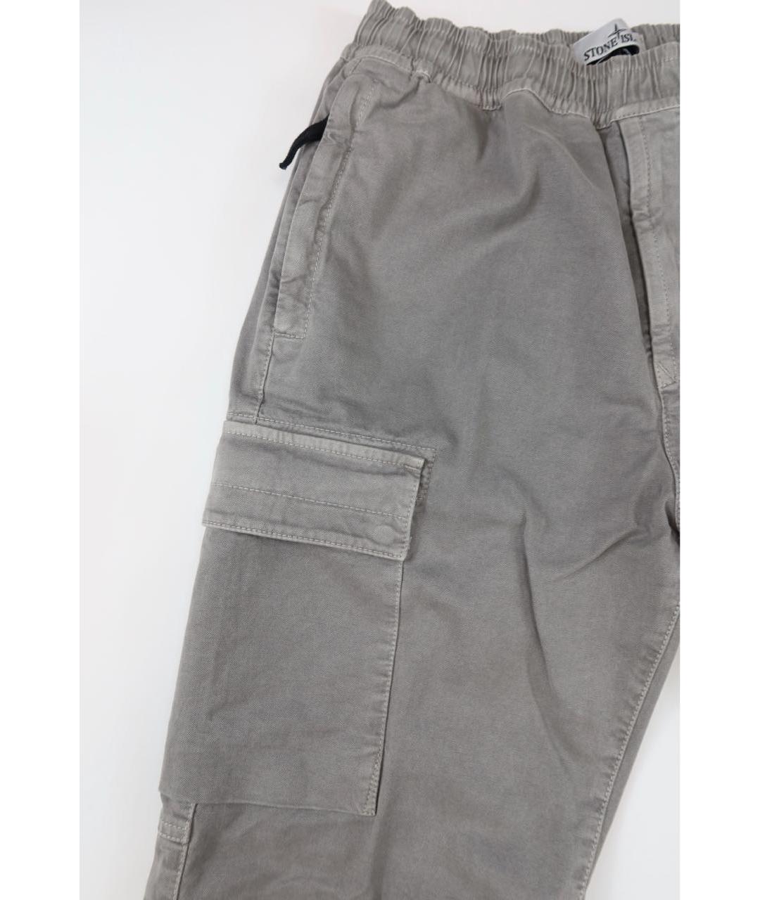 STONE ISLAND Серые хлопковые повседневные брюки, фото 5