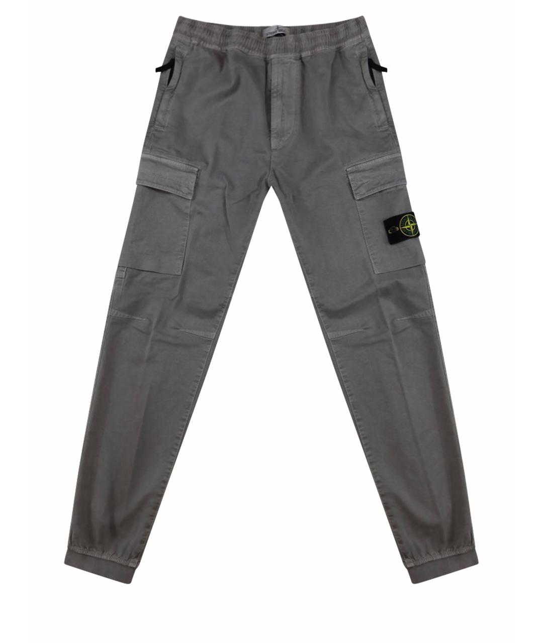 STONE ISLAND Серые хлопковые повседневные брюки, фото 1