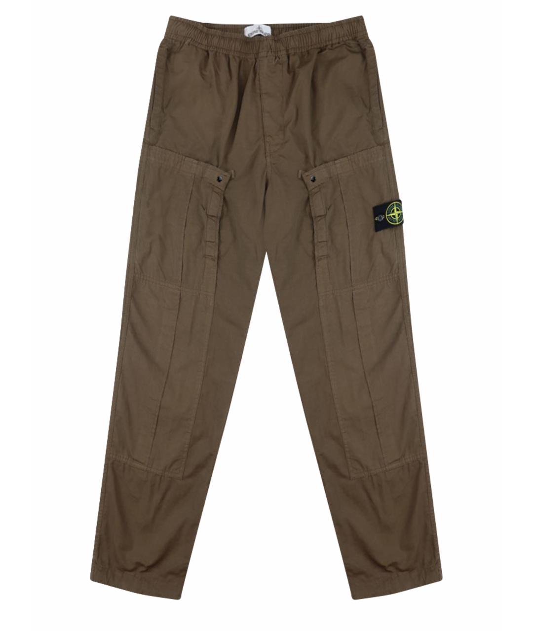 STONE ISLAND Коричневые хлопковые повседневные брюки, фото 1