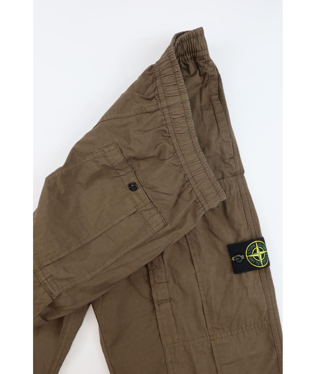STONE ISLAND Коричневые хлопковые повседневные брюки, фото 6