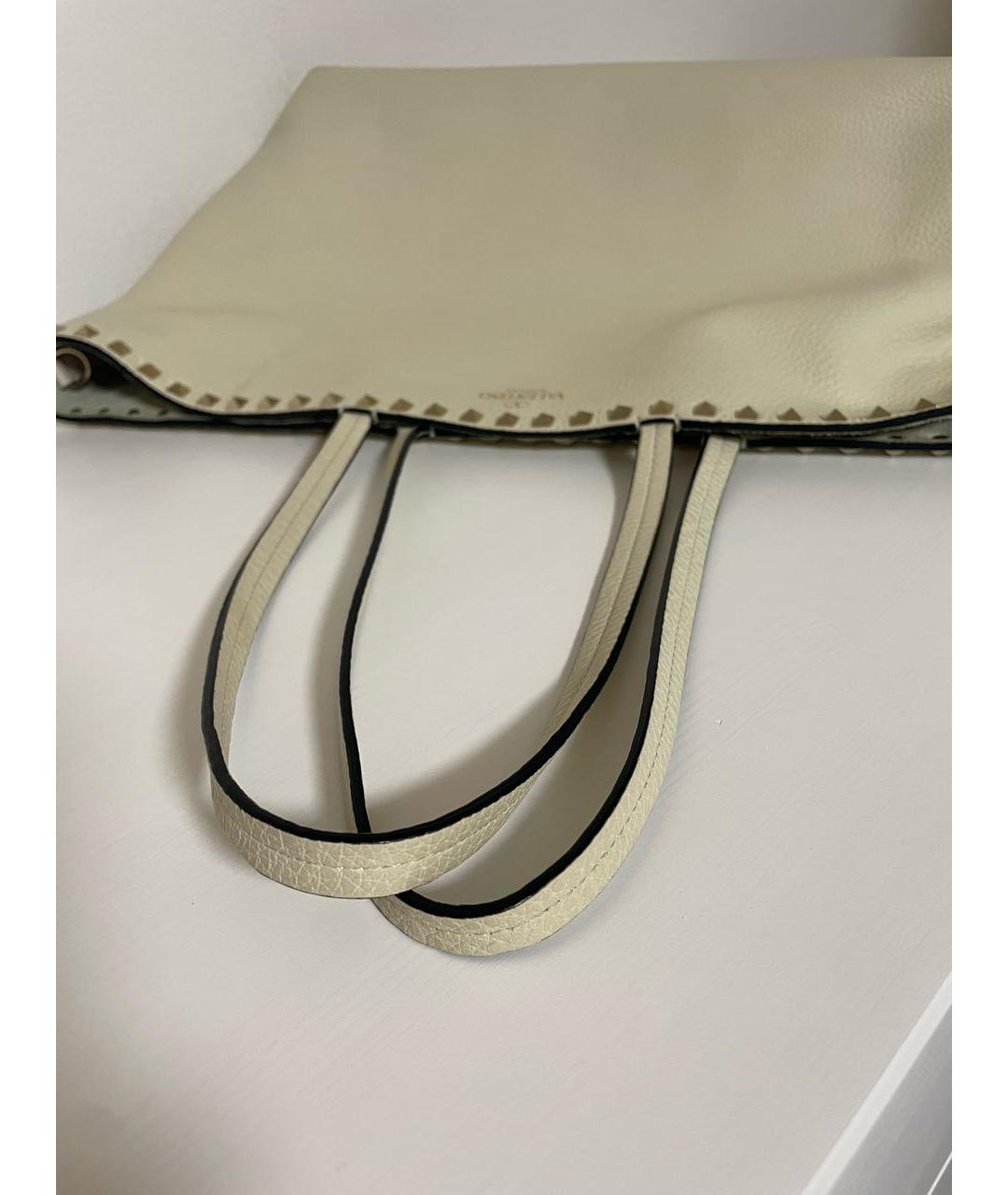 VALENTINO Белая кожаная сумка тоут, фото 5