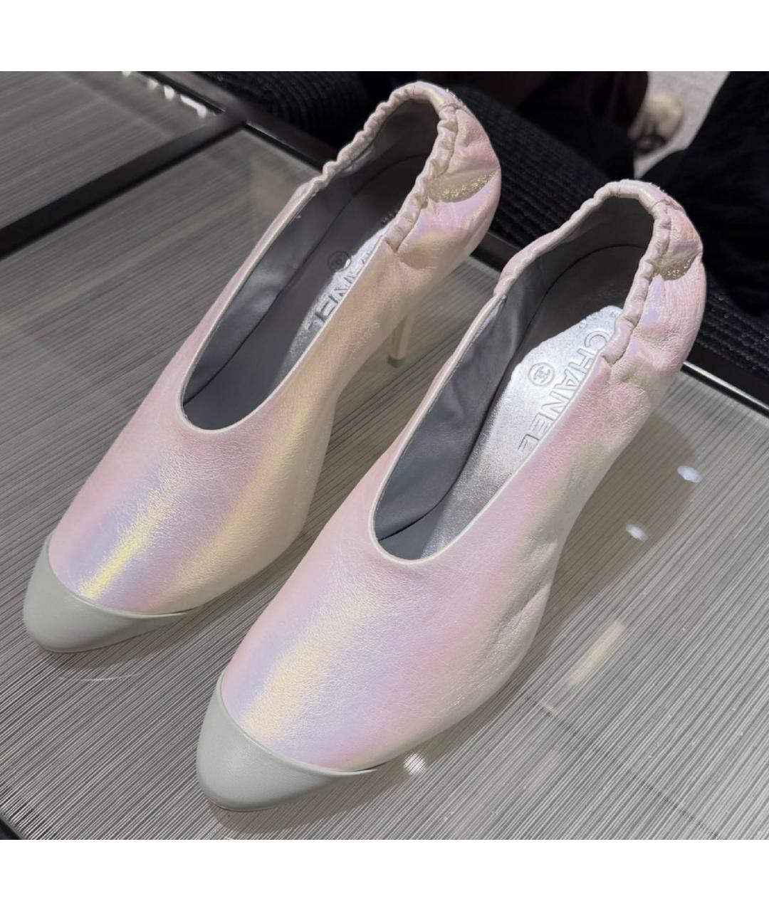 CHANEL Серебряные кожаные туфли, фото 2