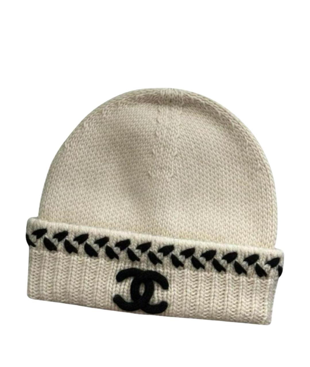 CHANEL Белая кашемировая шапка, фото 1