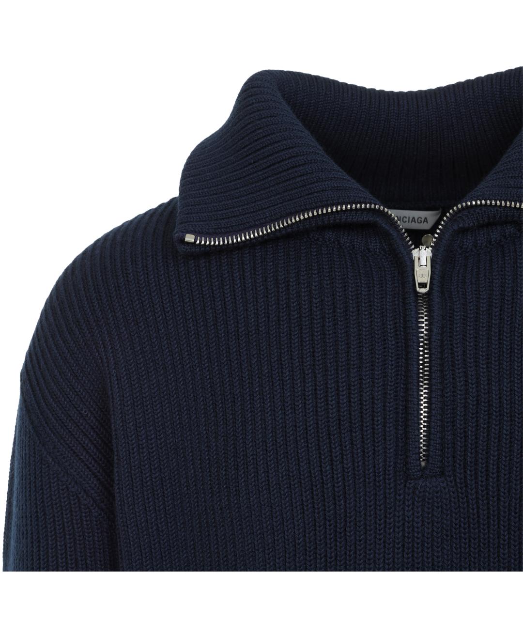 BALENCIAGA Темно-синий шерстяной джемпер / свитер, фото 3