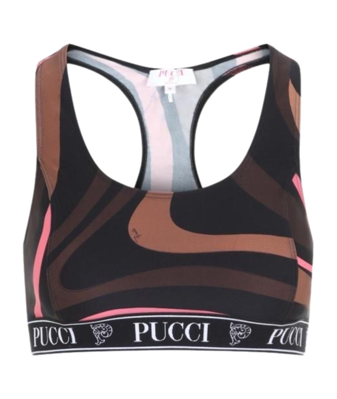 PUCCI Коричневая полиамидовая майка, фото 1
