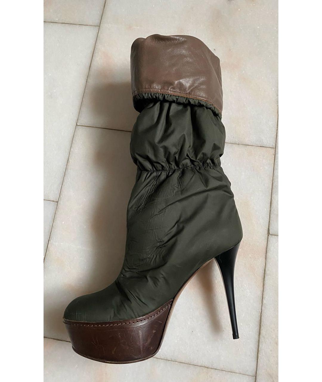 MARNI Хаки текстильные сапоги, фото 8
