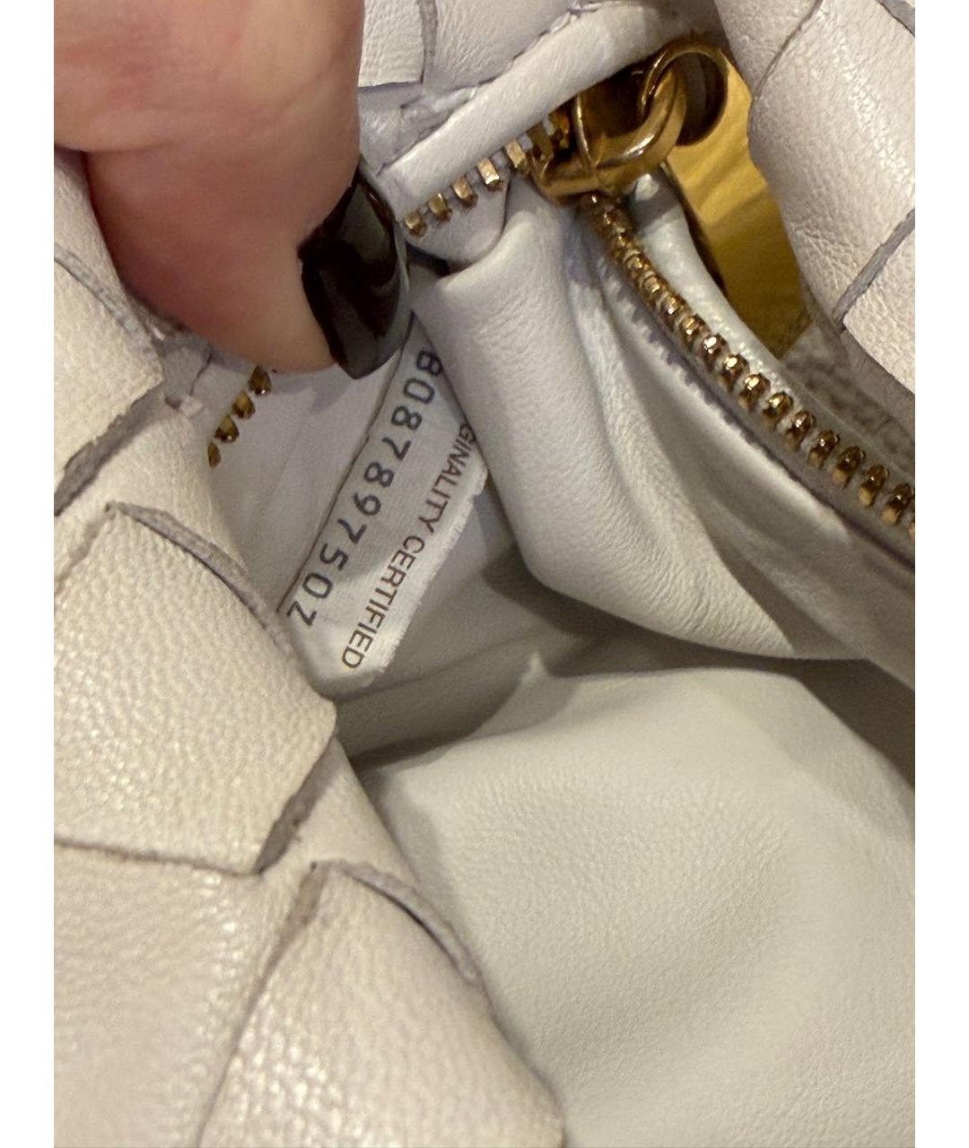 BOTTEGA VENETA Белая кожаная сумка с короткими ручками, фото 6