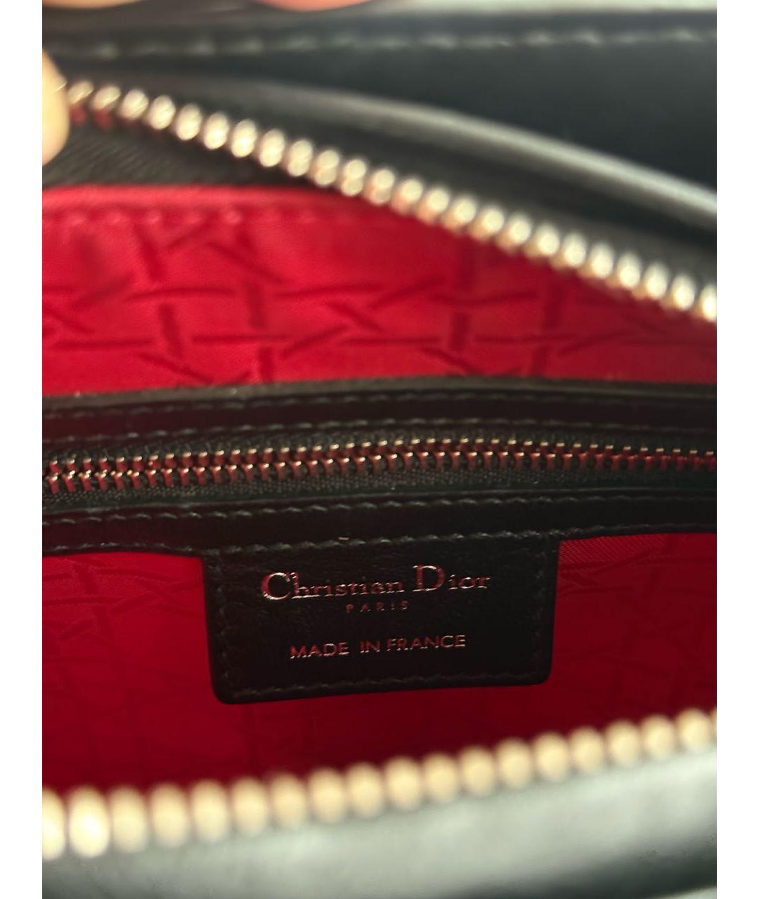CHRISTIAN DIOR Черная кожаная сумка с короткими ручками, фото 7