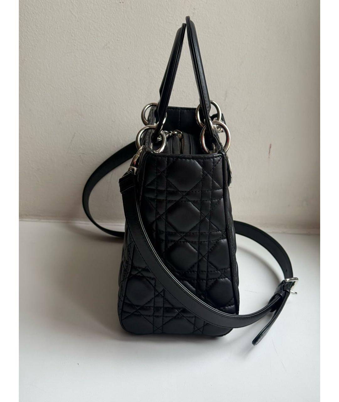 CHRISTIAN DIOR Черная кожаная сумка с короткими ручками, фото 2