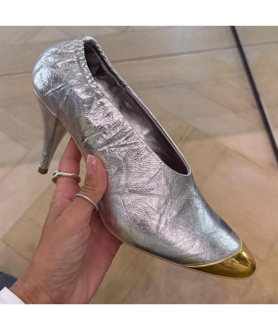CHANEL Серебряные кожаные туфли, фото 6