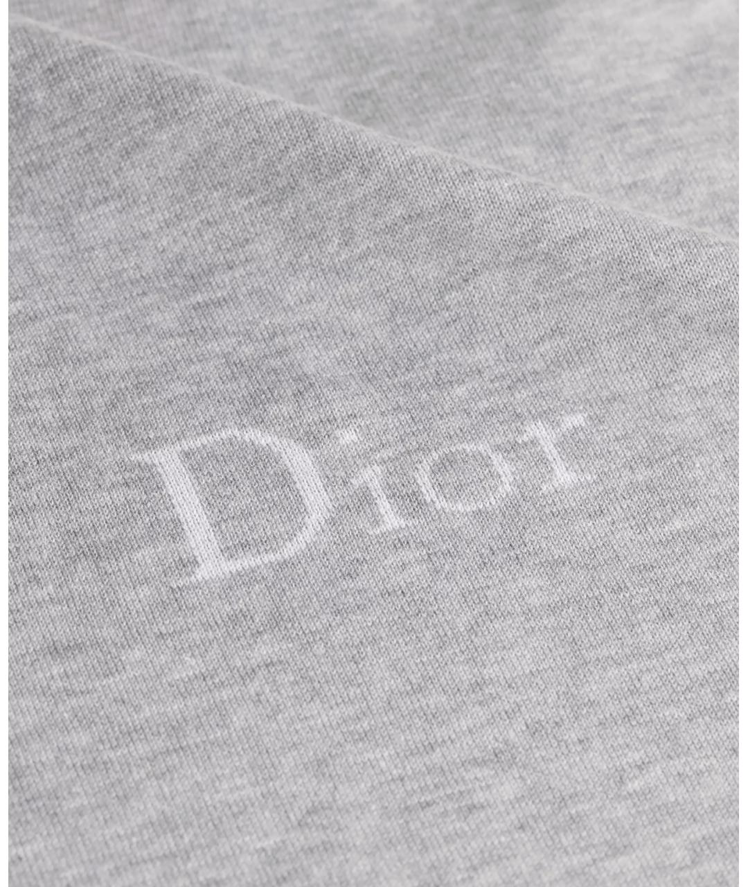 CHRISTIAN DIOR Серая хлопковая футболка, фото 2