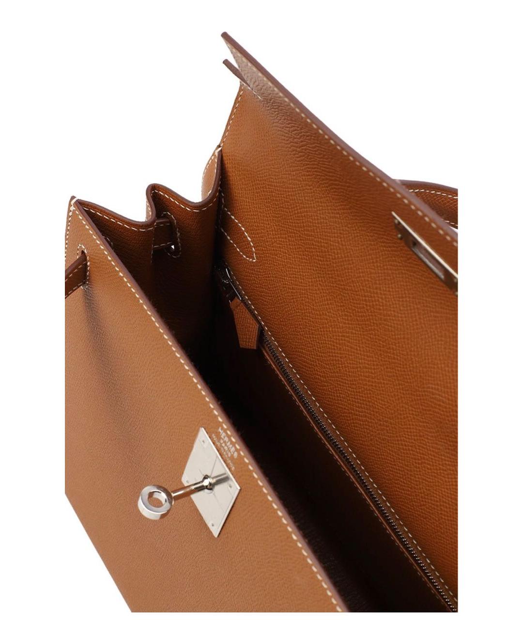 HERMES Коричневая кожаная сумка через плечо, фото 4