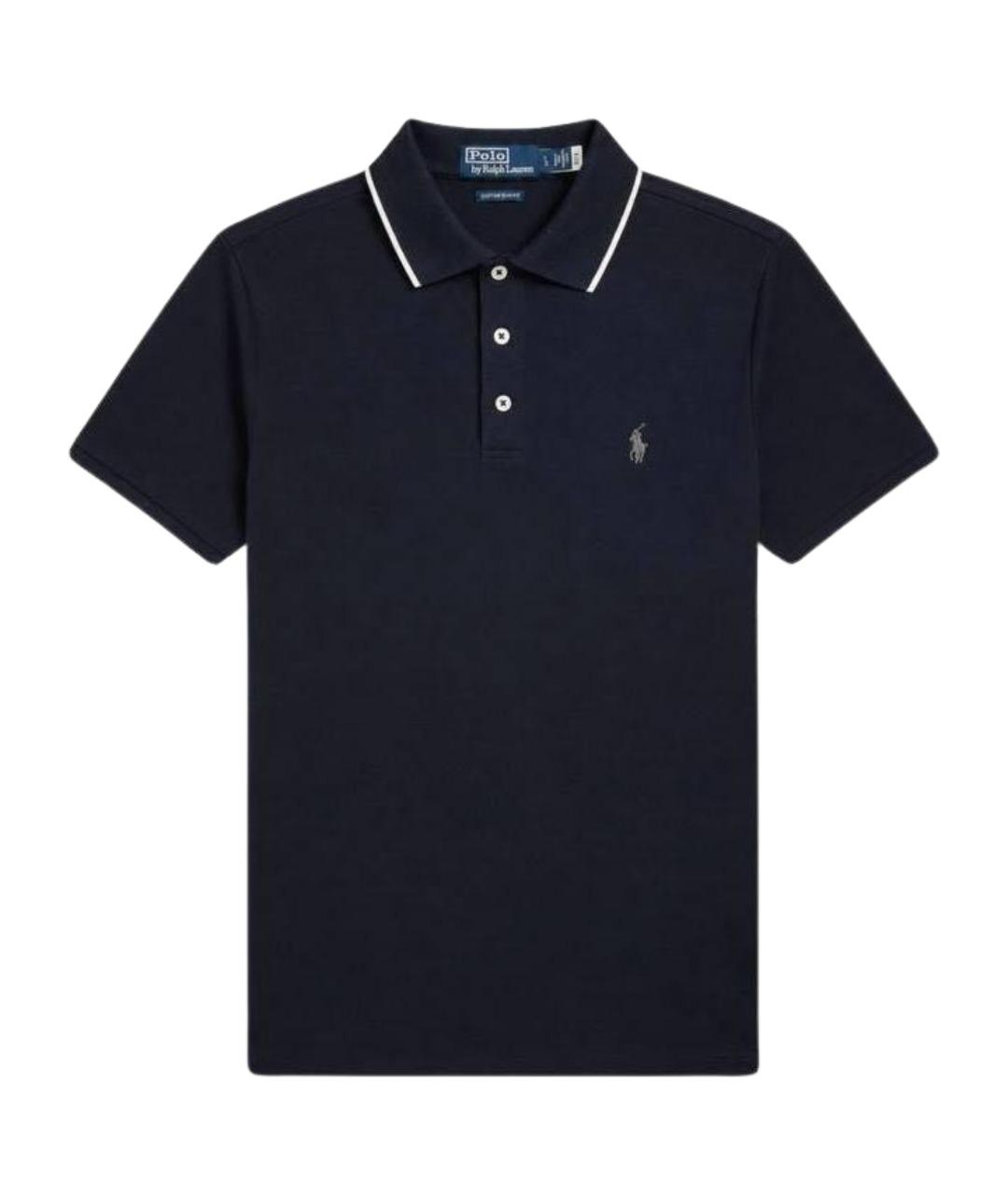 POLO RALPH LAUREN Темно-синее хлопковое поло с коротким рукавом, фото 1