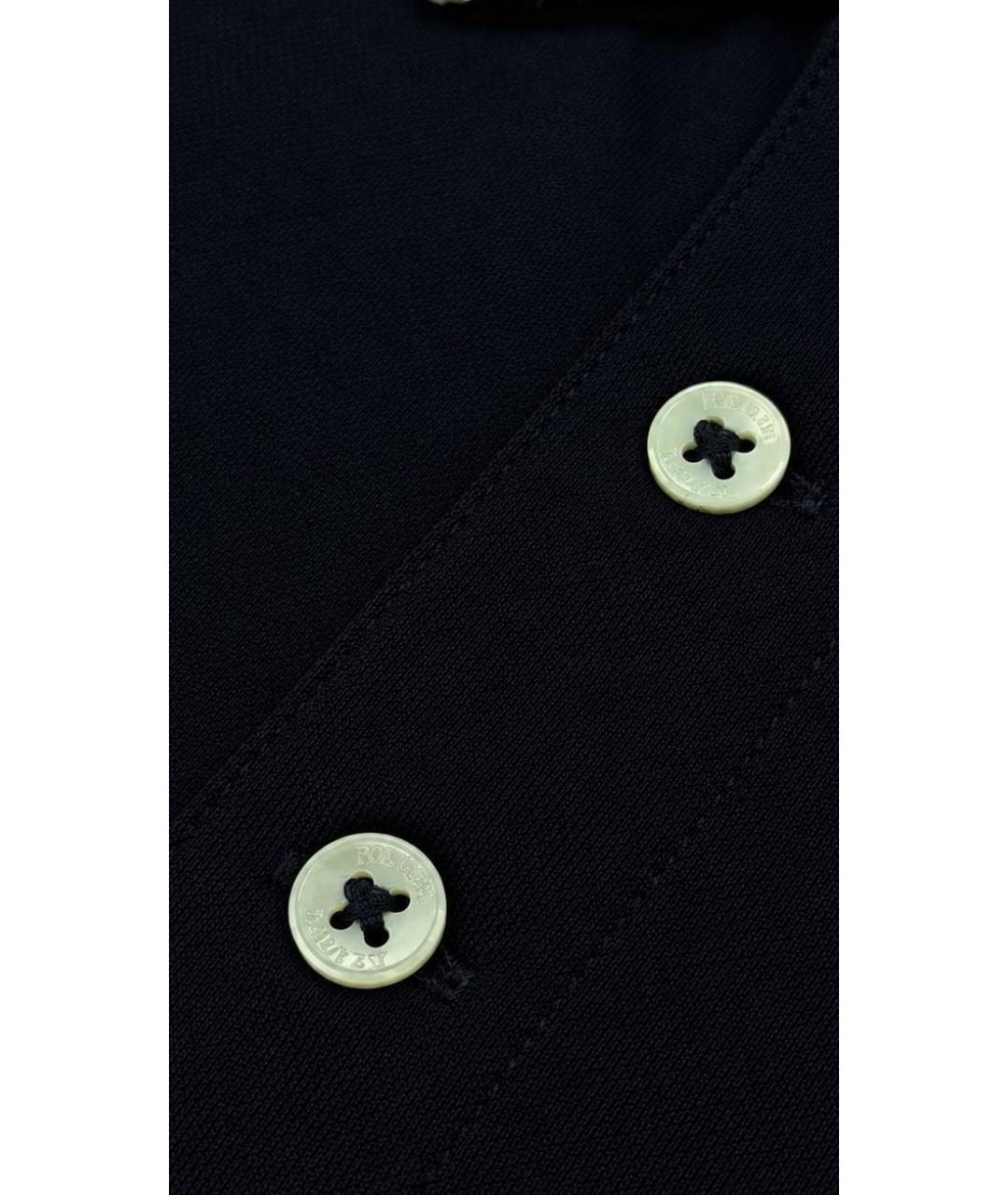 POLO RALPH LAUREN Темно-синее хлопковое поло с коротким рукавом, фото 4