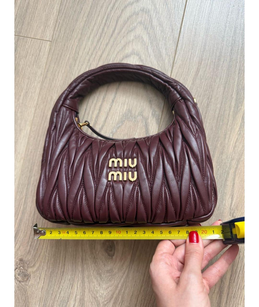 MIU MIU Бордовая кожаная сумка через плечо, фото 3