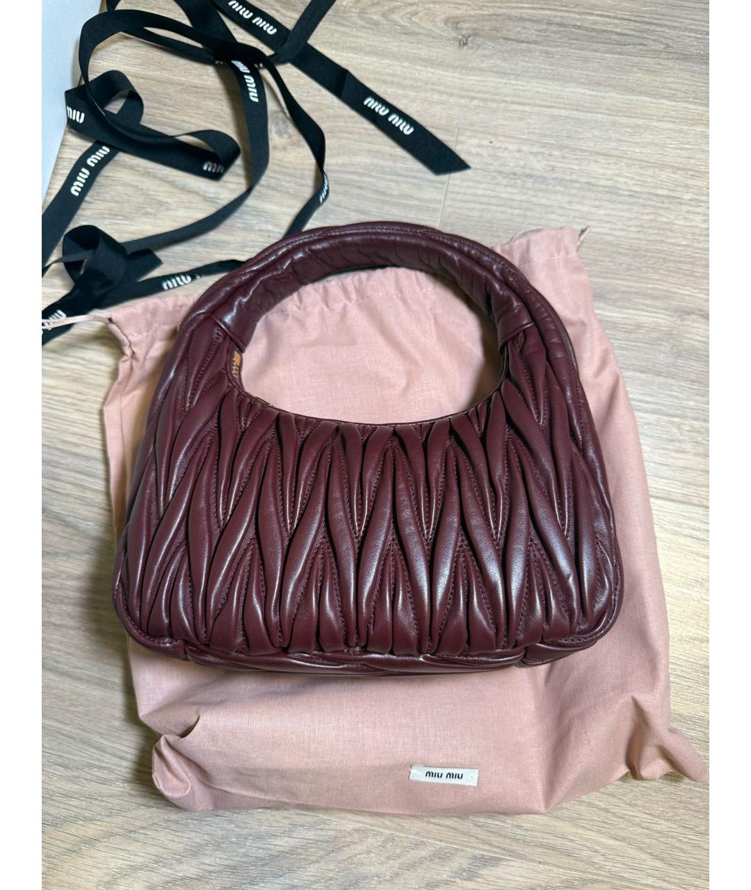 MIU MIU Бордовая кожаная сумка через плечо, фото 4