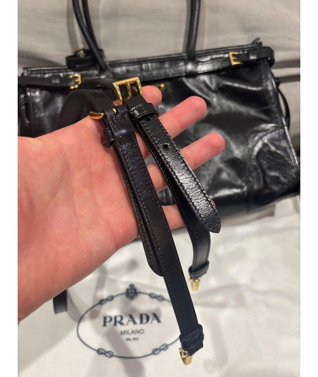 PRADA Черная кожаная сумка с короткими ручками, фото 5