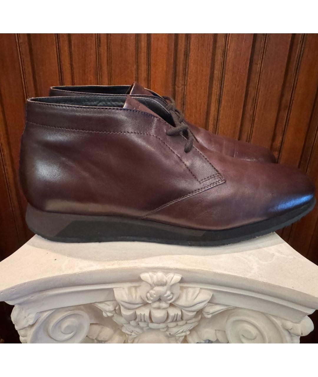SANTONI Коричневые кожаные высокие ботинки, фото 7