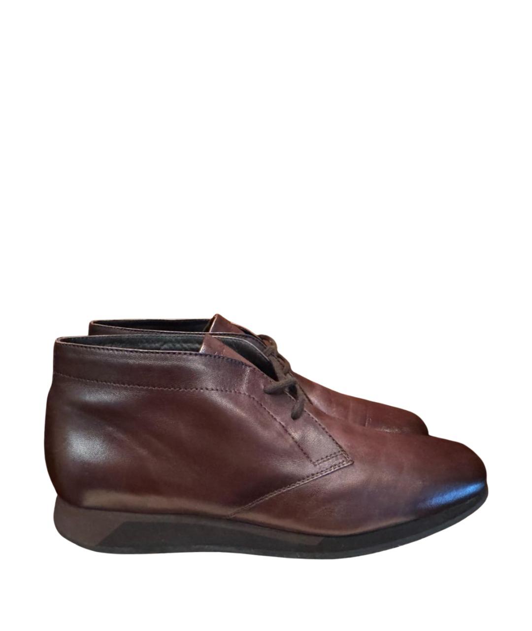 SANTONI Коричневые кожаные высокие ботинки, фото 1