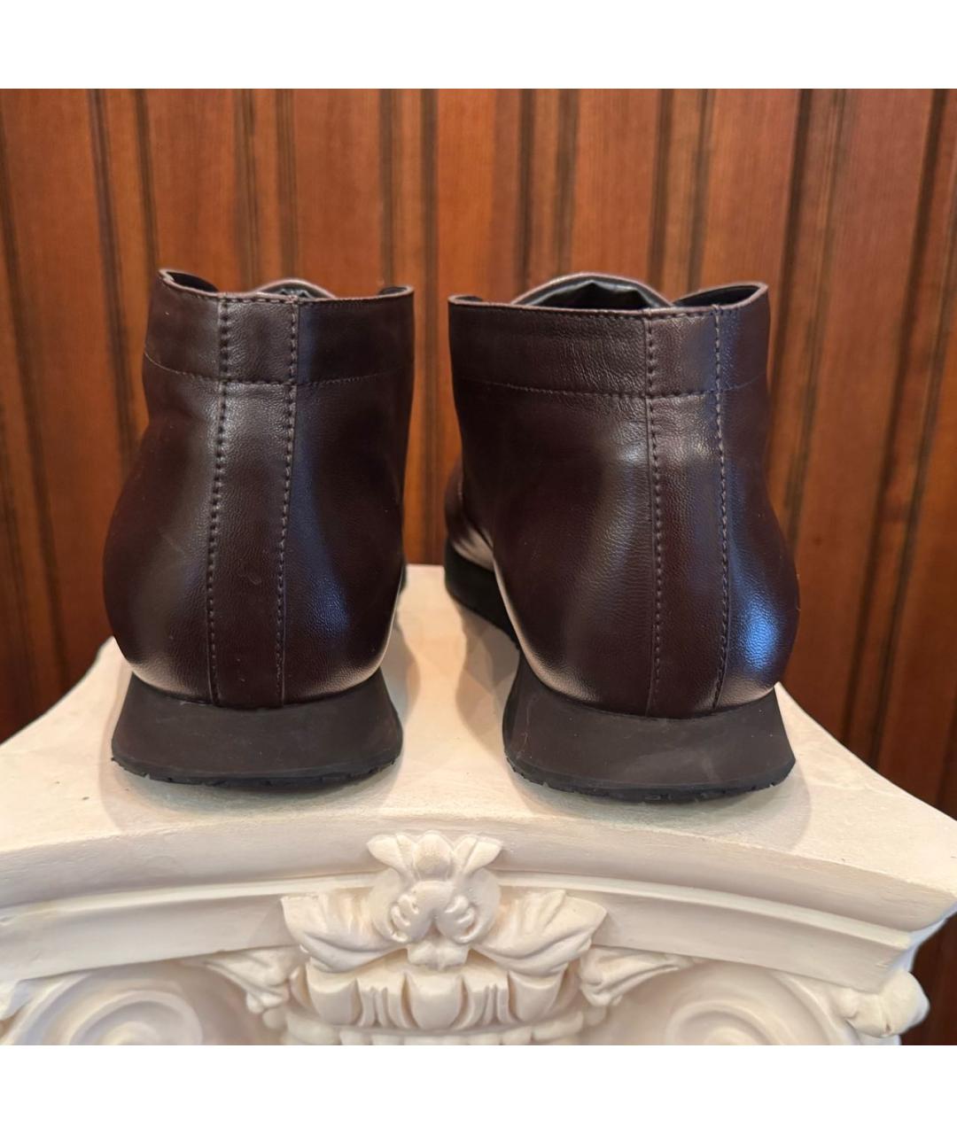SANTONI Коричневые кожаные высокие ботинки, фото 4