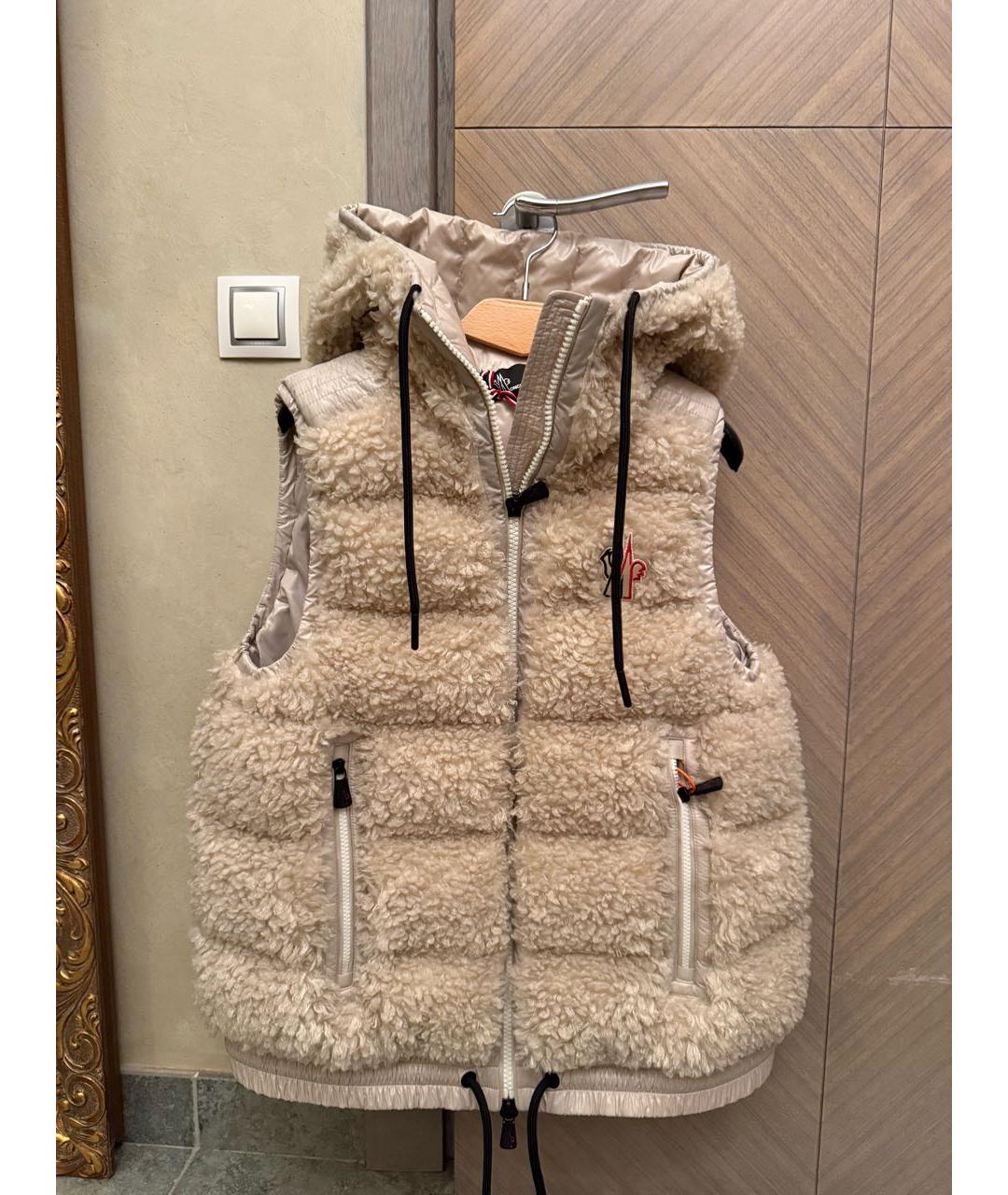 MONCLER Бежевый полиэстеровый жилет, фото 9