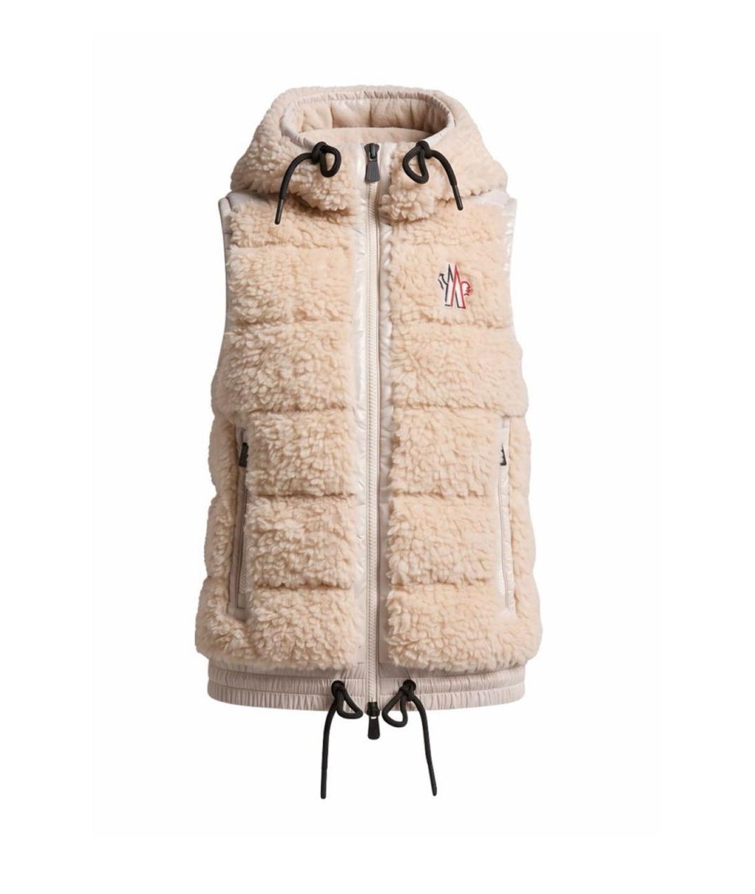 MONCLER Бежевый полиэстеровый жилет, фото 8