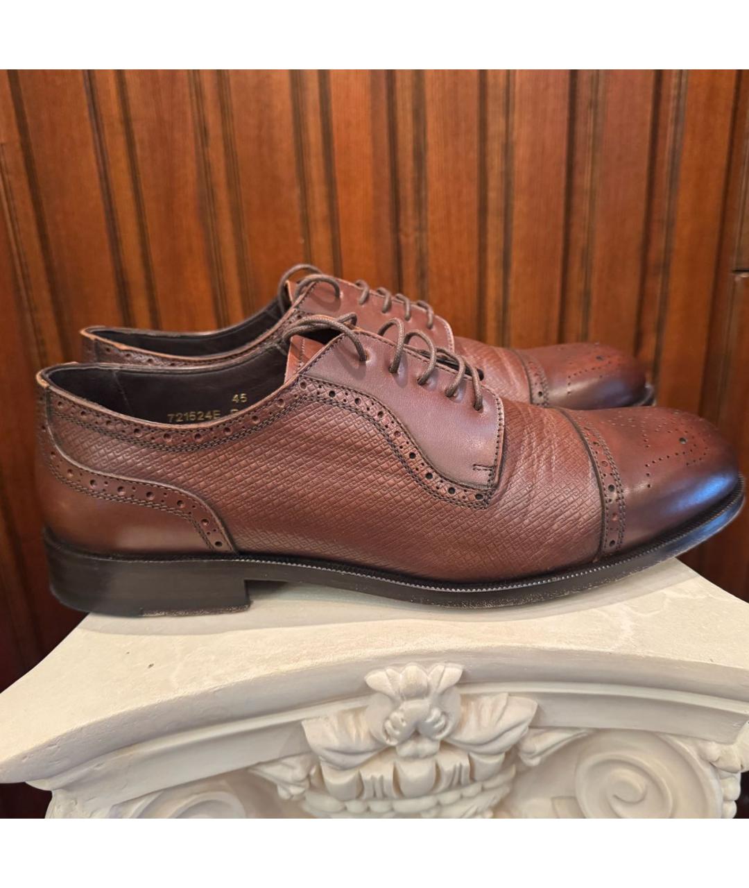 CANALI Коричневые кожаные низкие ботинки, фото 7