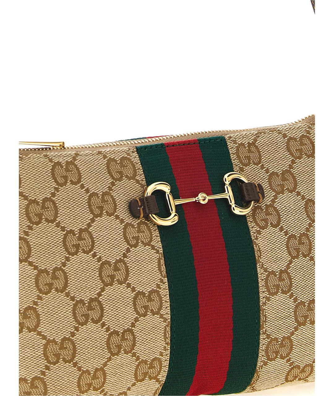 GUCCI Бежевая тканевая сумка через плечо, фото 3