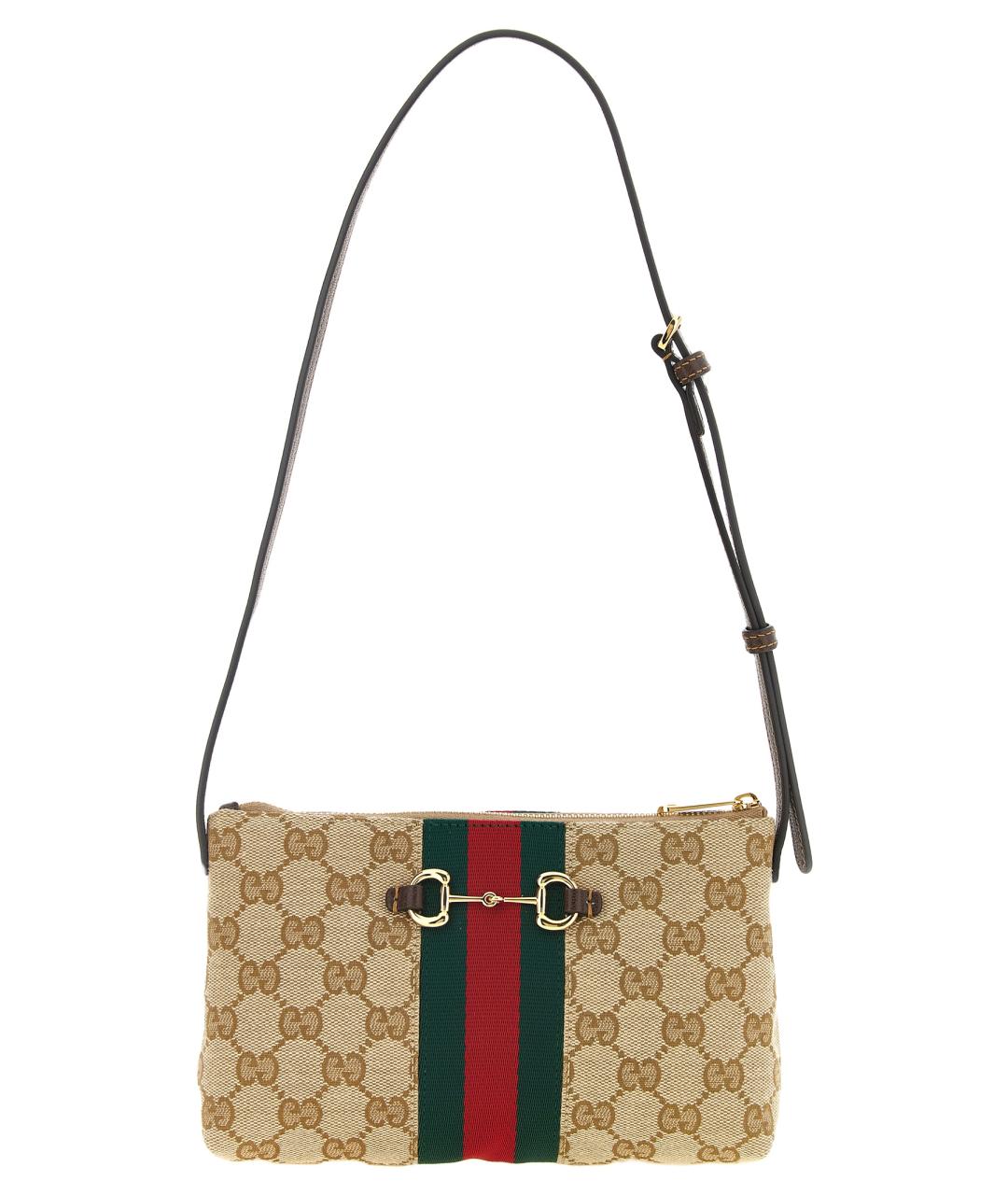 GUCCI Бежевая тканевая сумка через плечо, фото 1