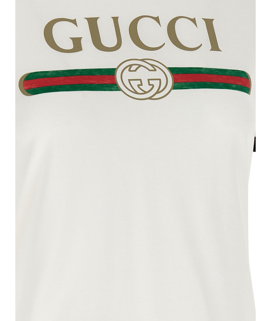GUCCI Белая хлопковая футболка, фото 4