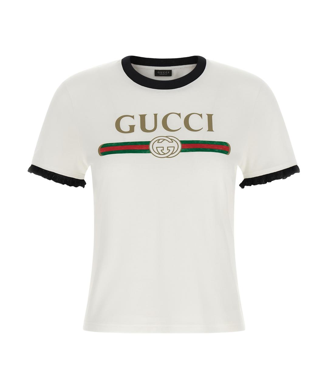 GUCCI Белая хлопковая футболка, фото 1