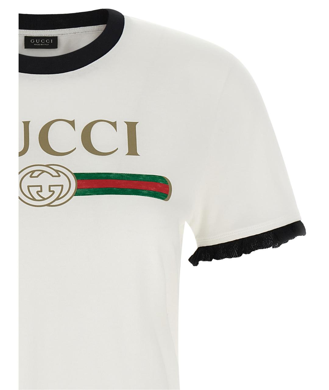 GUCCI Белая хлопковая футболка, фото 3
